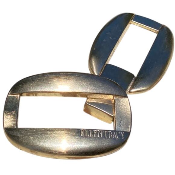 Belt Buckle Vintage Two Piece Goldtone Clasp Women 70s 80s 90s Ellen Tracy Metal - Picture 2 of 12